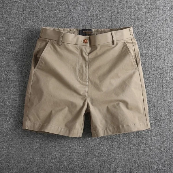 American Retro Men's Summer Casual Three-Quarter Stretch Shorts 100% Cotton Solid Color Mid Waist Digital Printing Hot Shorts - Image 2