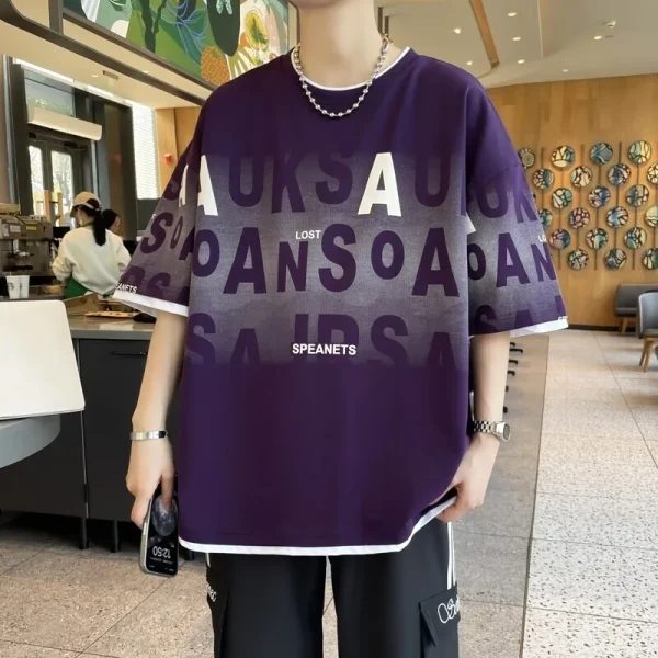 2025 Men's Premium Quality Breathable Organic Cotton Casual T-Shirt Oversize Knitted Digital Printing - Image 4