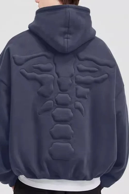 Autumn Winter Men’s High Street Jacket Skeleton Stereo Sponge Embroidered Hooded Sweatshirt Couple Hoodie for Men