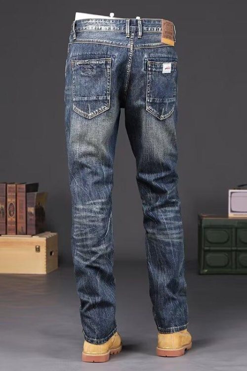 American European Vintage Jeans Pants Cotton Denim Pants Washed Zipper Fly Design Fashion Jeans  Pants for Men