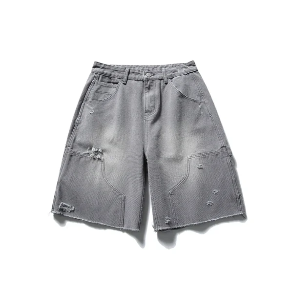 Men's Jeans Shorts Distress Washing Denim Shorts - Image 2