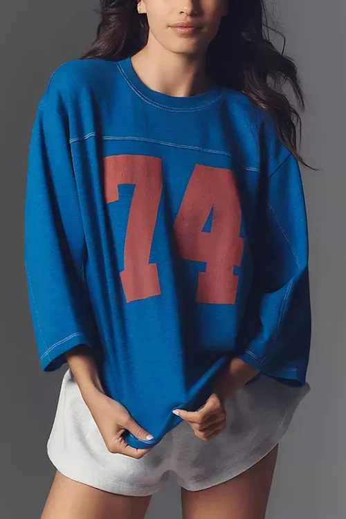 Women’s Letter Printed Long Sleeve T-Shirt High Street Style  Loose Fit Autumn High Quality Trend T-Shirt for Women