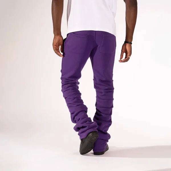 2025 Men's High Quality Flared Jogger Pants Departmental Track Pants  Elastic Stacked Sweatpants for Men - Image 4