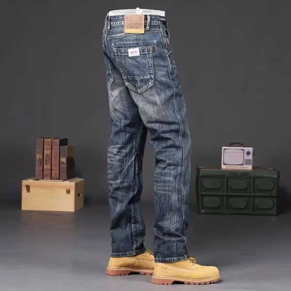 American European Vintage Jeans Pants Cotton Denim Pants Washed Zipper Fly Design Fashion Jeans  Pants for Men - Image 3