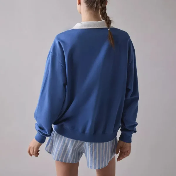 Women's Letter Printed Long Sleeve Polo Shirt High Street Style  Loose Fit High Quality T-Shirt with Patch Embroidery  for Women - Image 3