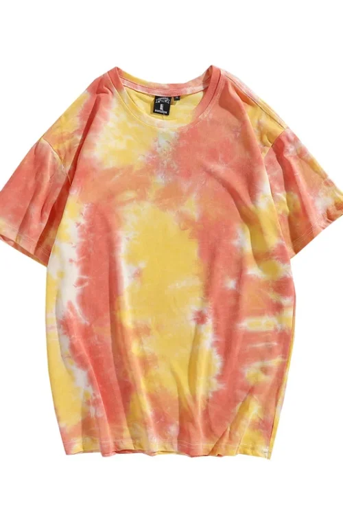 2025 Summer Men’s Trendy T-Shirt Super Popular European American Tie-Dye Short Sleeve New Plus Size Mens T-Shirt Sets