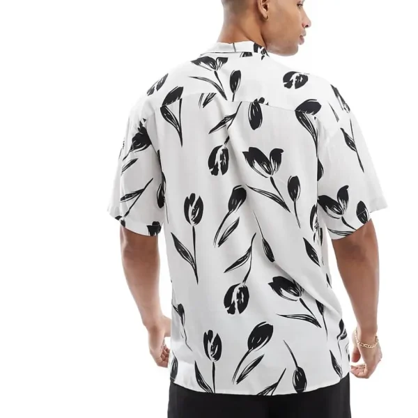 2025 Summer Casual Men's Oversized Floral Print Half Sleeve Polyester Cotton Shirts Plus Size Anti-Shrink Service - Image 4