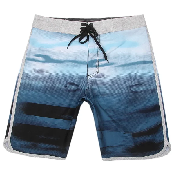 Men's Mid Waist Gym Shorts Casual Solid Pattern Anti-Wrinkle 100% Polyester Summer Vacation Sand Shorts with Digital Printing