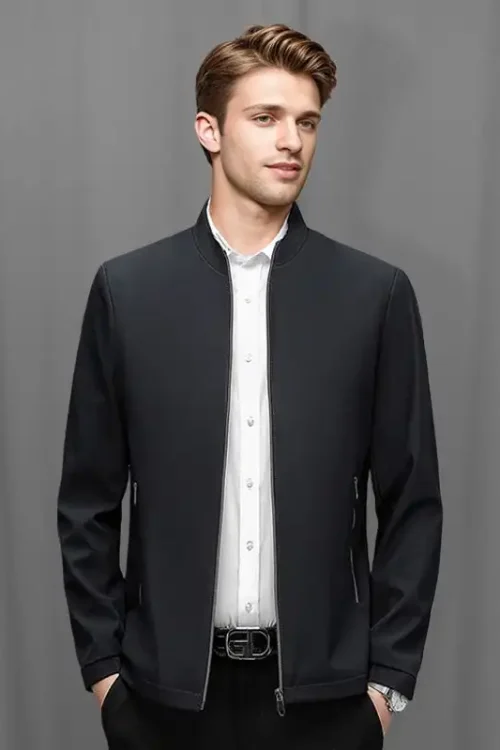 Autumn Winter Coat for Men Casual Stand-up Collar Jacket Zip up Closure Loose Fit Clothing Oversized Jacket for Men