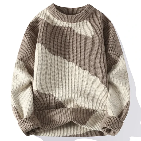 Autumn Winter Men's 100% Cotton Thickened Fleece Sweater Trendy Warm Knitwear for Men - Image 2
