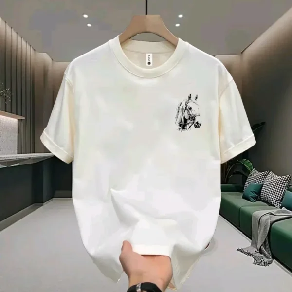 American Style Horse Print T-Shirt Short Sleeve Youth Loose Fit Unisex Casual Sublimation 100% Cotton T-Shirts - Image 2
