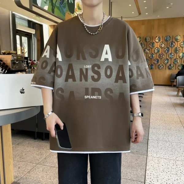 2025 Men's Premium Quality Breathable Organic Cotton Casual T-Shirt Oversize Knitted Digital Printing - Image 3