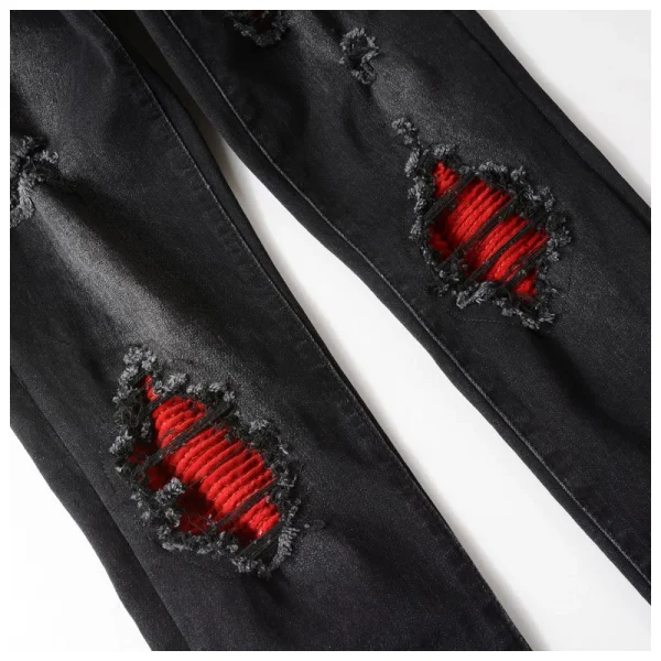 High Quality Men's Slim Fit Denim Pants Vintage HighvStreet Casual Straight Jeans Distressed Embroidery Mid Waist New Arrival - Image 5