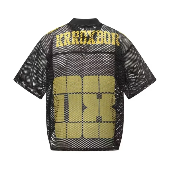 American Trendy Style Men's T-Shirt 100% Polyester Short Sleeve V Neck Mesh Hole Ice Feel Printed Loose Casual Sports Design - Image 6
