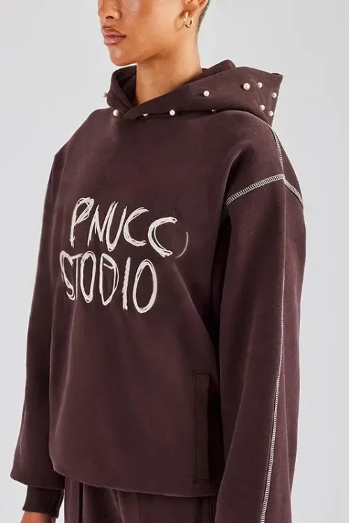 European American Printed Hoodie with Beading at Hood High Quality Plus Sized Women’s Sweatshirt Hot Sale  Hoodie for Women