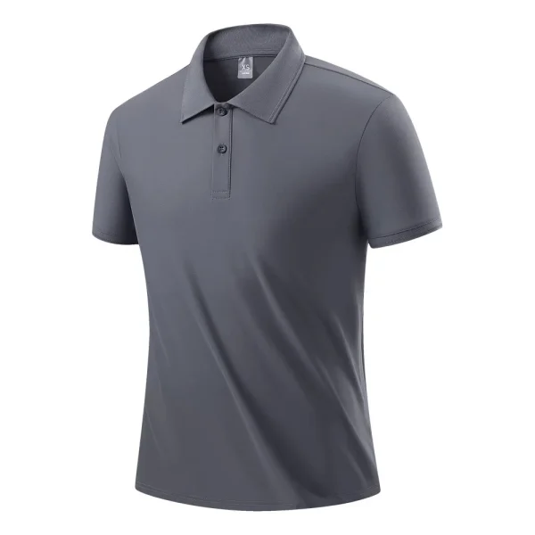 Men's Summer Solid Pattern Short-Sleeved for Polo Shirt Quick-Drying Casual Work Clothes Group Shirt for Men - Image 3