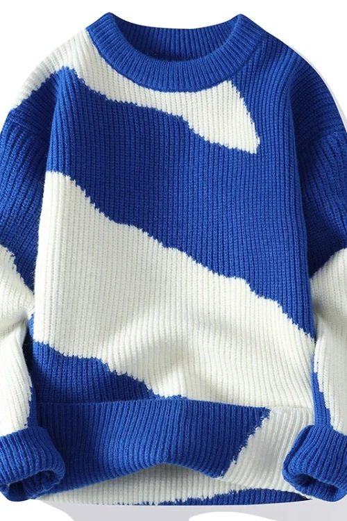 Autumn Winter Men’s 100% Cotton Thickened Fleece Sweater Trendy Warm Knitwear for Men