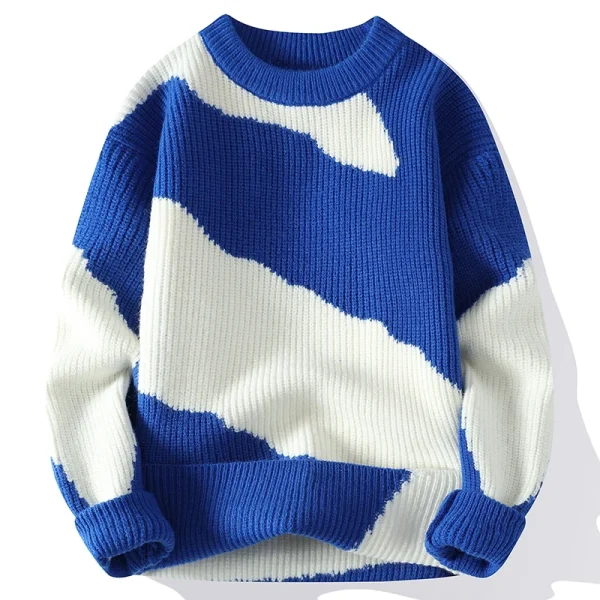 Autumn Winter Men's 100% Cotton Thickened Fleece Sweater Trendy Warm Knitwear for Men