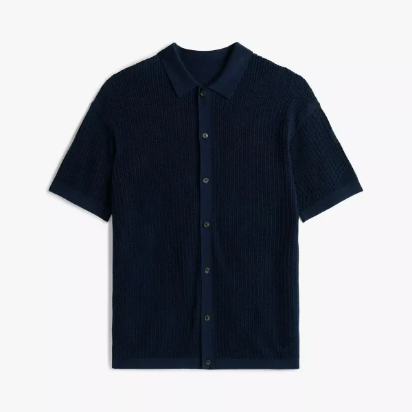 Summer 100% Cotton Mesh Knit Shirt for Men Plus Size Casual for Polo Collar Short Sleeve Cardigan - Image 2