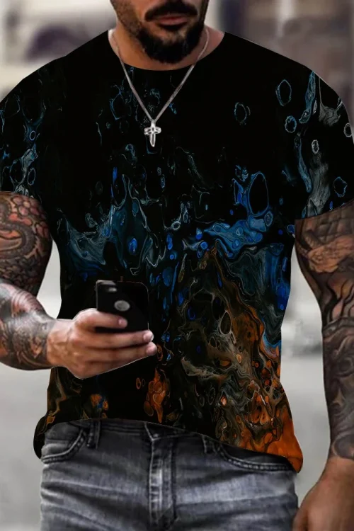 Direct Sale Summer Short Sleeve Men’s 3D Printed T-Shirt European American Style Cross-Border Hot-Selling Personalized Hip Hop