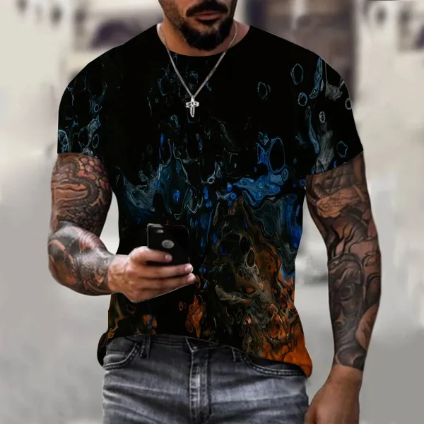 Direct Sale Summer Short Sleeve Men's 3D Printed T-Shirt European American Style Cross-Border Hot-Selling Personalized Hip Hop