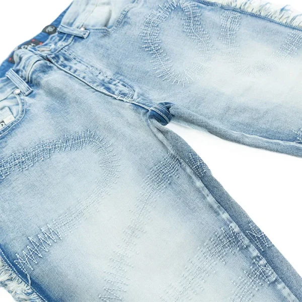 American European Vintage Jeans Pants Cotton Denim Pants Distressed Washed Zipper Fly Design Casual  Pants for Men - Image 5