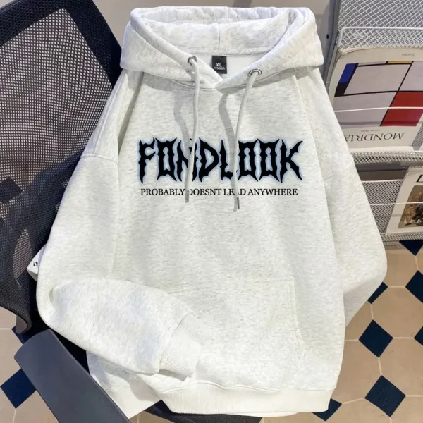 High Street Fashion Hooded Sweatshirt American Lightning Cross Printed Cotton Loose Fit Hoodie for Men - Image 2