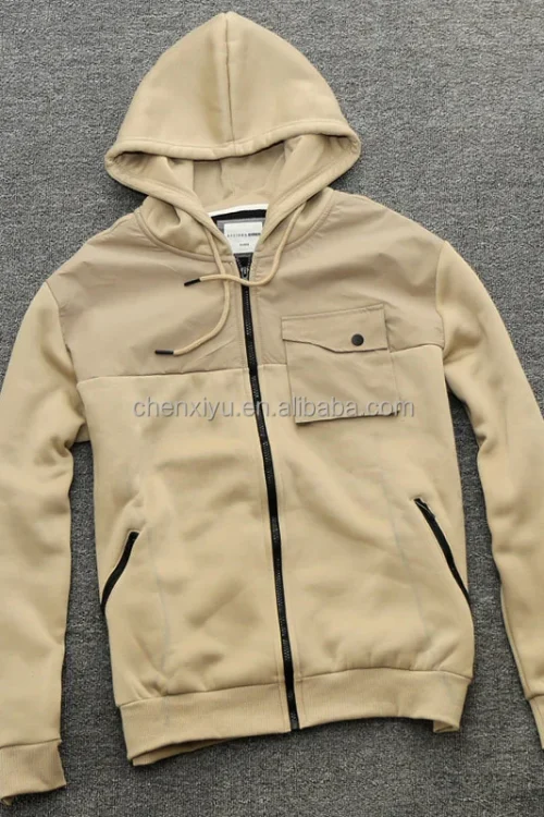 Luxury Men’s Oversize Heavy Weight Hoodie Jacket Kapuzenpullover Baggy Coat Patched Pocket Hooded Collar for Winter
