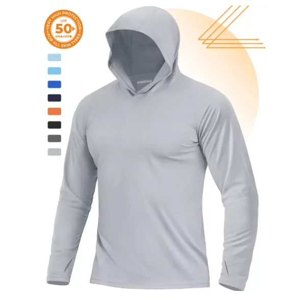 Men's UPF50+ Sun Protection Hoodie Shirts Outdoor Long Sleeve Fishing Sweatshirt Plus Size Shirts for Men