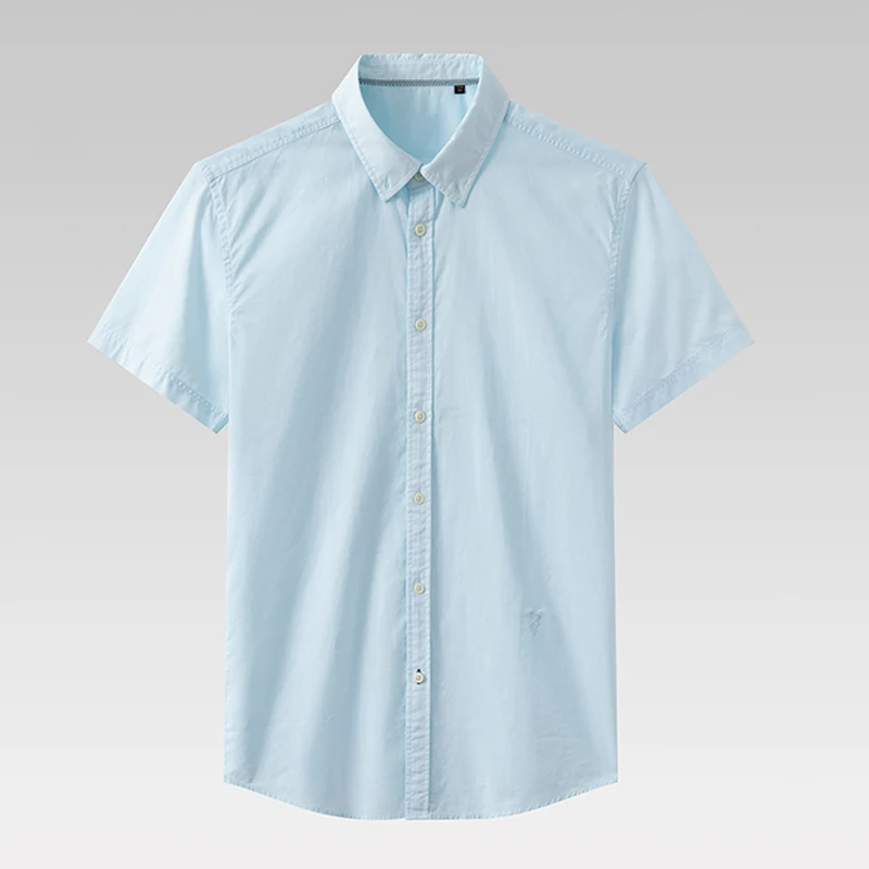 Men’s Casual Short Sleeve Cotton Shirt 100% Comfortable Poplin Fabric Yarn Dyed