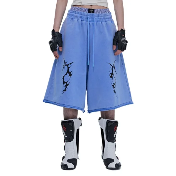 Men's Loose Fit Summer Street Fashion Sport Shorts Printed Oversize Casual Shorts Drawstring Closure Pattern