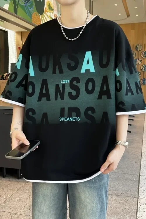 2025 Men’s Premium Quality Breathable Organic Cotton Casual T-Shirt Oversize Knitted Digital Printing