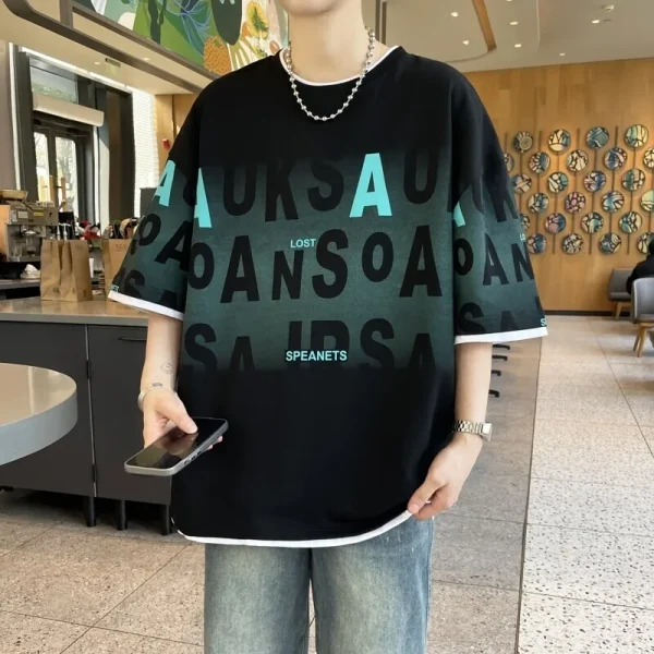 2025 Men's Premium Quality Breathable Organic Cotton Casual T-Shirt Oversize Knitted Digital Printing
