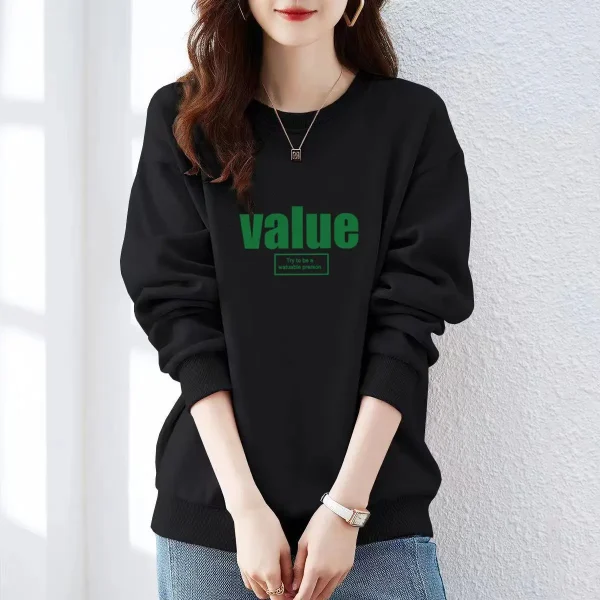 Women's Autumn Winter Casual Sweatshirt Trendy Loose Slimming  Printed Sweatshirt for Women - Image 3