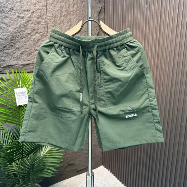 Men's 2025 Summer Casual Hot Shorts Solid Color Woven Sports Shorts Mid Waist 100% Polyester Digital Printing - Image 2