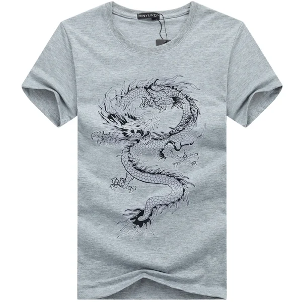 2025 Summer Men's T-Shirt Pure Cotton Short-Sleeved with Style Dragon Pattern Loose Plus Size T-Shirt for Men - Image 4