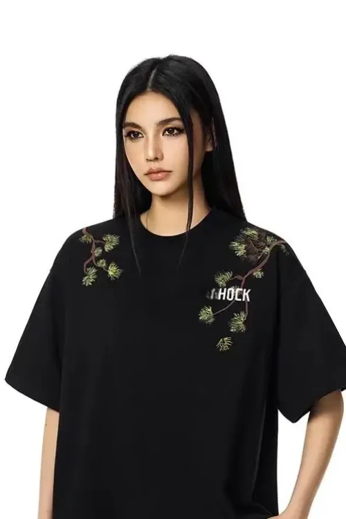 American Women’s 100% Cotton Casual Trendy T-Shirt Heavyweight Anti-Pilling Feature Knitted Tee Shirt for Girls and Femmes