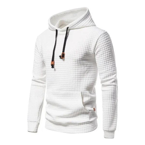 2025 Autumn Winter European American Men's Sweatshirt Long Sleeve Hoodie with Jacquard Solid Color Warm Sports Hooded Jacket - Image 4