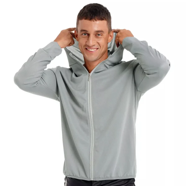 Men's UV/UPF 50+ Sun Protection Hooded Zip-Up Long Sleeve Fishing Shirt Summer Outdoor Zip-Up Hoodie for Men - Image 6