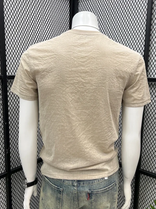 2025 Summer Men's Short Sleeve T-Shirt New Ice Silk Cool American Retro High Street Printed Slim Fit Top Casual 100% Cotton - Image 5