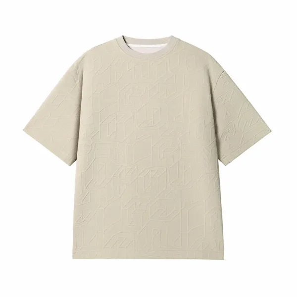 High Jacquard T-Shirt for Men American Style Summer Trendy Fashion Short Sleeve Textured Half Sleeve Loose Fit 240 Gram - Image 2
