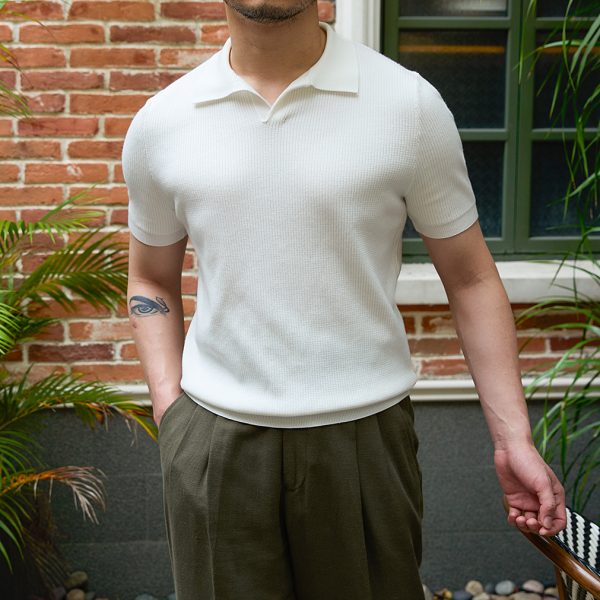 Men's Business Short Sleeve T-Shirt Summer Slim Fit Breathable V-Neck for Polo Shirt Retro Casual Style  T-Shirt for Men - Image 2