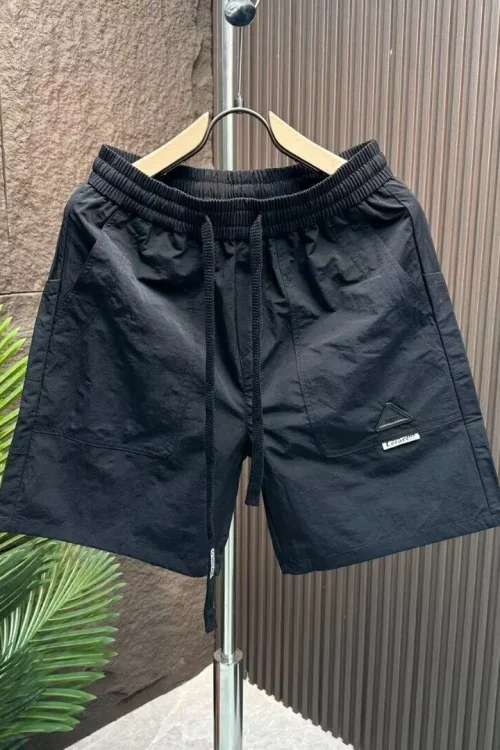 Men’s 2025 Summer Casual Hot Shorts Solid Color Woven Sports Shorts Mid Waist 100% Polyester Digital Printing