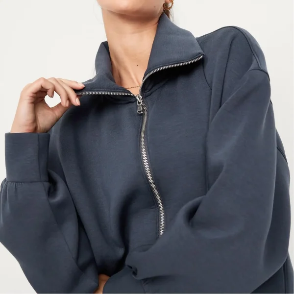 Women's 100% Cotton French Terry Hoodie Oversized Streetwear Zip-up 3D Printed Fleece with 3D Embroidery Technics - Image 3