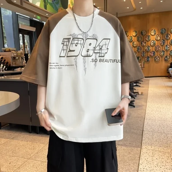 2025 Men's Oversize High Quality Breathable Organic Cotton T-Shirts Casual Video T-Shirts