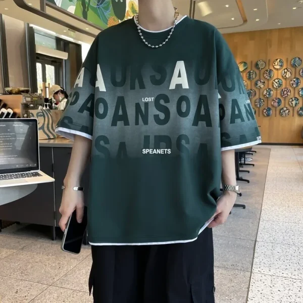 2025 Men's Premium Quality Breathable Organic Cotton Casual T-Shirt Oversize Knitted Digital Printing - Image 5
