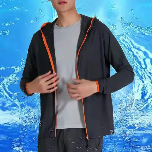 Men's Outdoor Long Sleeve Fishing Hoodie Shirts UV/UPF 50+ Sun Protection with Contrast Zip Hooded Collar - Image 6