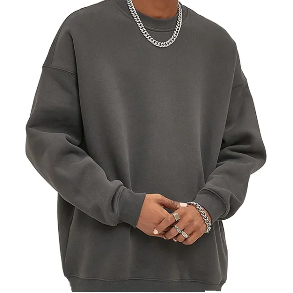 Autumn and Winter Trendy Men's Sweatshirt Fleece Thick Oversized Crew Neck 3D Embroidery New Style Clothing