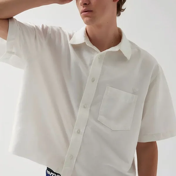 Men's Boxy Short Sleeve Casual Shirt Comfortable Summer Style Single Button Anti-Wrinkle Embroidered Service