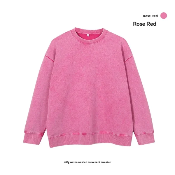 Unisex Large Size  Vintage Sweatshirt for  European American 400g Washed Distressed Round Neck  Loose Fit  Sweatshirt - Image 5